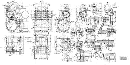 Niederdruckzylinder Baureihe 02 - Modellbauzeichnung