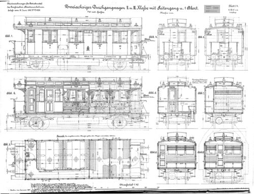 2-achsiger Durchgangwagen 2./3. Klasse Bauart 1897
