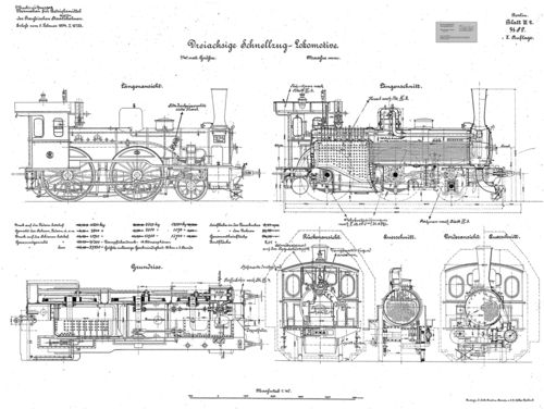 K.P.E.V. Schnellzuglokomotive Gattung  S 1 nach Blatt III 2