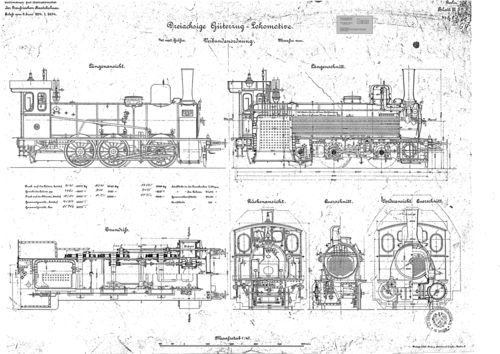 K.P.E.V. Güterzuglok Gattung  G 4.2 – Ansichten nach Blatt III 3 a