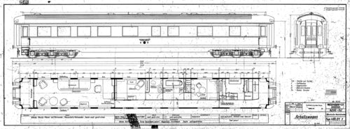 Wegmann Entwurfszeichnungen zum Salonwagen Berlin 10215
