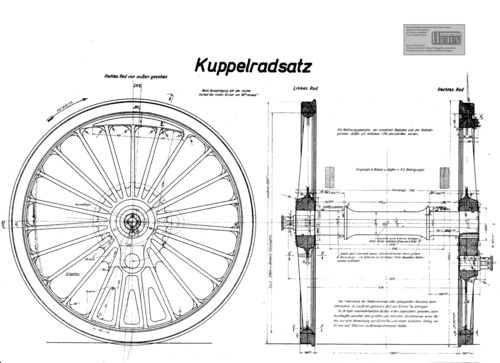 Kuppelradsatz Baureihe 61 001 Modellbauzeichnung