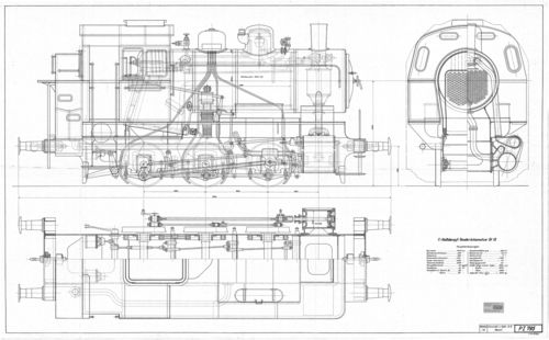 Baureihe 89 Naßdampf Henschel Projektzeichnung