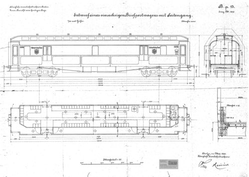 D-Zug-Briefpostwagen 1900 Entwurf