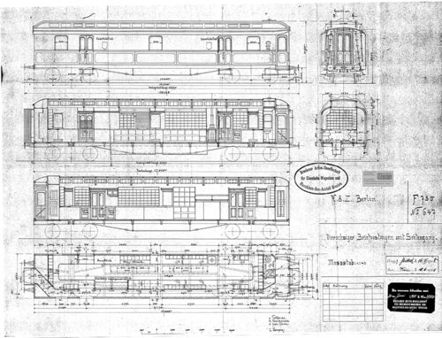 D-Zug-Briefpostwagen 1908 Entwurf