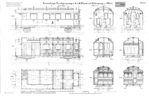 2-achsig. Durchgangwagen 2./3. Klasse Bauart 1906