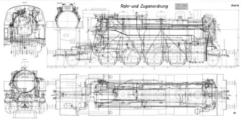 Rohre und Züge BR 86 Modellbauzeichnung